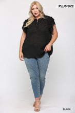 Load image into Gallery viewer, Triple Ruffle Sleeve V-neck Top With Front Tie
