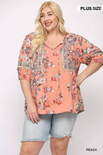 Load image into Gallery viewer, Floral And Symmetric Prints Mixed Tunic With Tassel Tie
