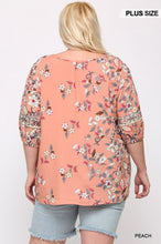 Load image into Gallery viewer, Floral And Symmetric Prints Mixed Tunic With Tassel Tie
