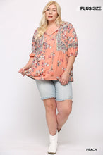 Load image into Gallery viewer, Floral And Symmetric Prints Mixed Tunic With Tassel Tie
