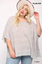 Load image into Gallery viewer, Light Knit And Woven Mixed Boxy Top With Poncho Sleeve
