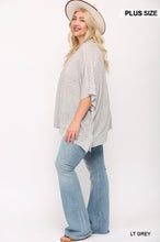 Load image into Gallery viewer, Light Knit And Woven Mixed Boxy Top With Poncho Sleeve
