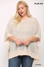 Load image into Gallery viewer, Light Knit And Woven Mixed Boxy Top With Poncho Sleeve
