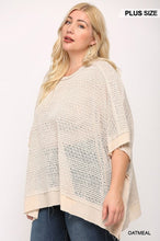 Load image into Gallery viewer, Light Knit And Woven Mixed Boxy Top With Poncho Sleeve
