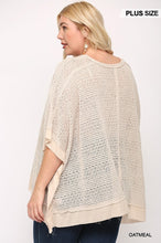 Load image into Gallery viewer, Light Knit And Woven Mixed Boxy Top With Poncho Sleeve
