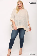 Load image into Gallery viewer, Light Knit And Woven Mixed Boxy Top With Poncho Sleeve
