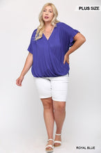 Load image into Gallery viewer, Solid Viscose Knit Surplice Top With Ruffle Sleeve
