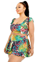 Load image into Gallery viewer, Plus Hot Summer Leaf Print 2 Piece Skirt Set
