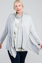 Load image into Gallery viewer, Waist Seam Shark Bite Long Sleeve Open Solid Cardigan
