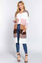 Load image into Gallery viewer, Open Front Color Block Cardigan
