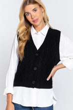 Load image into Gallery viewer, V-neck Cable Sweater Vest Cardigan
