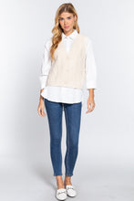 Load image into Gallery viewer, V-neck Cable Sweater Vest Cardigan
