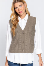 Load image into Gallery viewer, V-neck Cable Sweater Vest Cardigan
