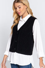 Load image into Gallery viewer, V-neck Cable Sweater Vest Cardigan
