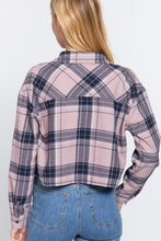Load image into Gallery viewer, Long Slv Plaid Jacquard Crop Shirt

