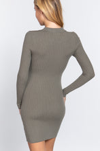 Load image into Gallery viewer, Long Slv V-neck Sweater Rib Mini Dress
