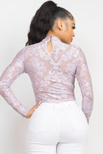 Load image into Gallery viewer, Embroidered Mock Neck Keyhole Bodysuit
