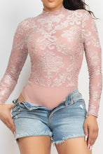 Load image into Gallery viewer, Embroidered Mock Neck Keyhole Bodysuit
