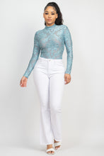 Load image into Gallery viewer, Embroidered Mock Neck Keyhole Bodysuit
