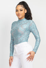 Load image into Gallery viewer, Embroidered Mock Neck Keyhole Bodysuit
