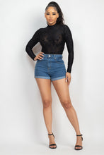 Load image into Gallery viewer, Embroidered Mock Neck Keyhole Bodysuit
