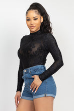 Load image into Gallery viewer, Embroidered Mock Neck Keyhole Bodysuit
