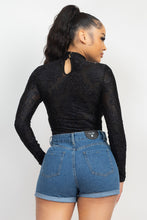 Load image into Gallery viewer, Embroidered Mock Neck Keyhole Bodysuit
