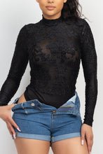 Load image into Gallery viewer, Embroidered Mock Neck Keyhole Bodysuit
