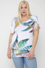 Load image into Gallery viewer, Flutter Sleeve Top Featuring A Multicolored Feather
