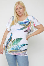 Load image into Gallery viewer, Flutter Sleeve Top Featuring A Multicolored Feather
