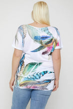 Load image into Gallery viewer, Flutter Sleeve Top Featuring A Multicolored Feather
