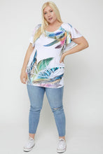 Load image into Gallery viewer, Flutter Sleeve Top Featuring A Multicolored Feather
