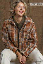Load image into Gallery viewer, Plaid Collar Button Down Overshirt With Front Pockets
