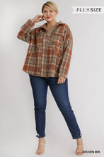 Load image into Gallery viewer, Plaid Collar Button Down Overshirt With Front Pockets
