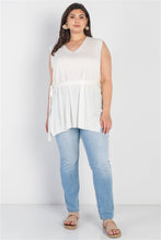 Load image into Gallery viewer, Plus White Knit Belted V-neck Sleeveless Top
