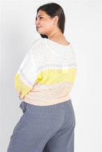 Load image into Gallery viewer, Plus White &amp; Lemon Knit Stripe Long Sleeve Top
