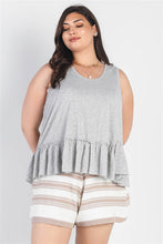 Load image into Gallery viewer, Plus Heather Grey Textured Flare Hem Sleeveless Top
