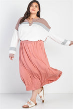 Load image into Gallery viewer, Plus Blush Smocked Waist Maxi Skirt
