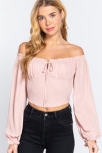 Load image into Gallery viewer, Off Shoulder Smocking Woven Top
