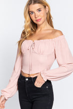 Load image into Gallery viewer, Off Shoulder Smocking Woven Top
