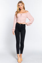 Load image into Gallery viewer, Off Shoulder Smocking Woven Top

