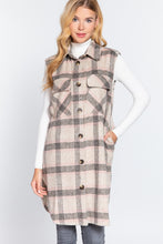 Load image into Gallery viewer, Notched Collar Brushed Plaid Vest
