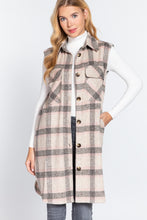Load image into Gallery viewer, Notched Collar Brushed Plaid Vest
