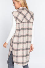 Load image into Gallery viewer, Notched Collar Brushed Plaid Vest
