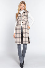 Load image into Gallery viewer, Notched Collar Brushed Plaid Vest
