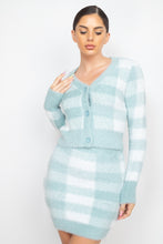 Load image into Gallery viewer, Plaid Button-front Cropped Sweater Cardigan

