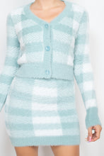 Load image into Gallery viewer, Plaid Button-front Cropped Sweater Cardigan

