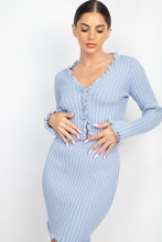 Load image into Gallery viewer, Ruffle Trim Buttoned Sweater Cardigan
