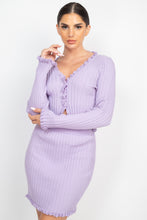 Load image into Gallery viewer, Ruffle Trim Buttoned Sweater Cardigan
