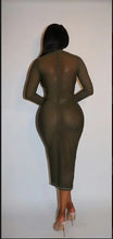 Load image into Gallery viewer, Long Sleeve Power Mesh Mock Neck Bodycon Dress With Contrast Stitching
